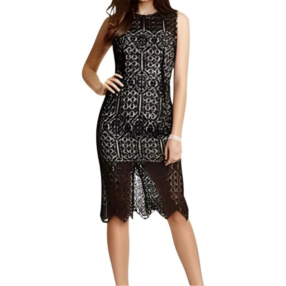 Guess by Marciano Black Lace Flower Pencil Dress Size 4